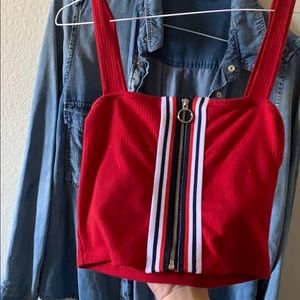 cute red crop top size s